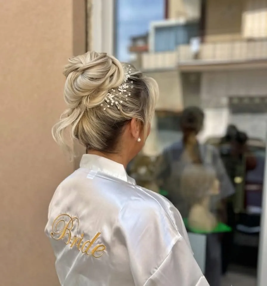 Raccolto morbido da sposa, con forcine gioiello